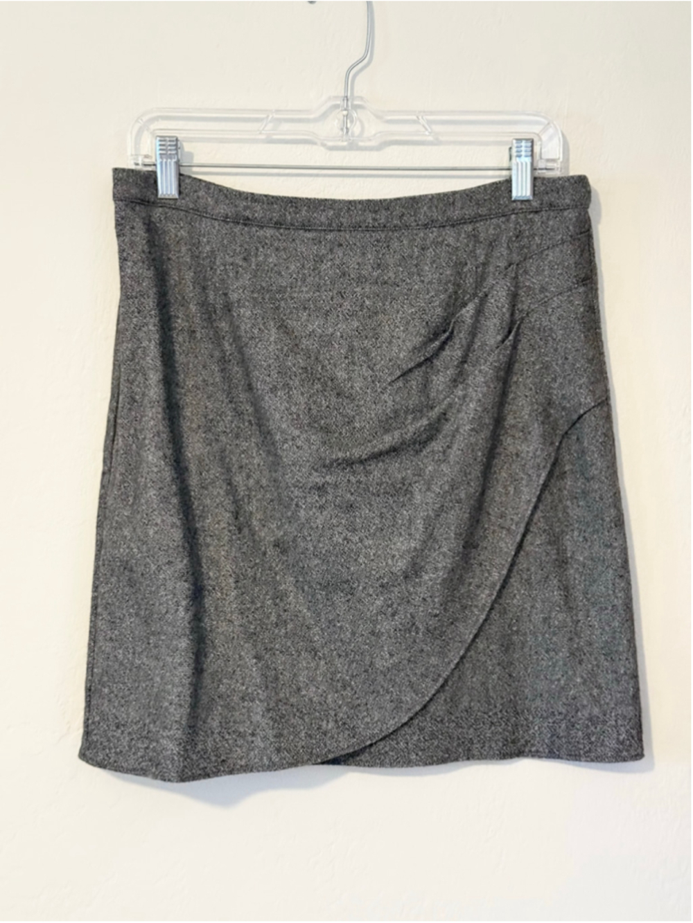 Women's Garnet Hill Wool Blend Skirt Size 4 Marled Grey Black